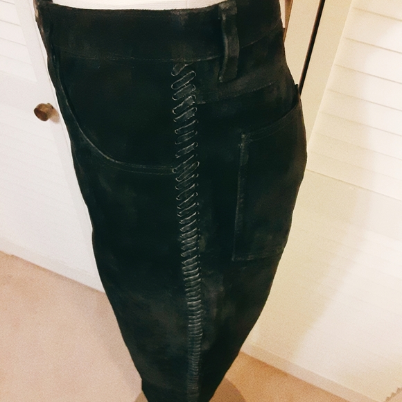 100% Leather Lightweight Suede by Chicos with Leather Braiding Down the Sides - Picture 5 of 16